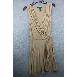 Lauren Ralph Lauren Wrap Dress-Small-100% Viscose-Beige